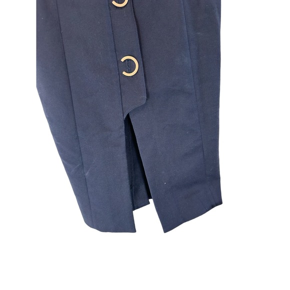 Finders Keepers Navy Blue Rae Gold Button Sleeveless Midi Pencil Dress Size 6 - Picture 7 of 12